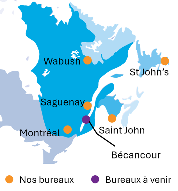 Nous sommes présents dans tout l'Est du Canada.