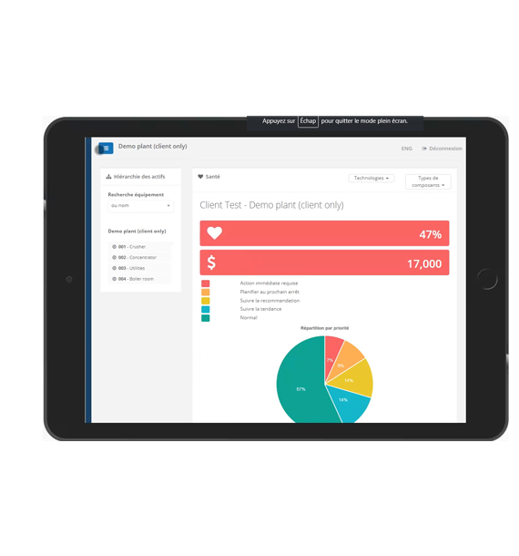 Une fois la ronde terminée, synchronisez les données sur ordinateur et obtenez une vue d'ensemble de l'état de vos actifs. Une fois la ronde terminée, synchronisez les données sur ordinateur et obtenez une vue d'ensemble de l'état de vos actifs.